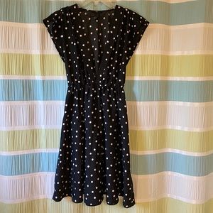 H&M Dress Vintage Style Polka Dot Deep V Neck Sz 2
